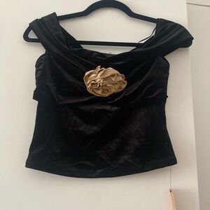 Reformation emerald knit top brand new with tags off the shoulder shirt